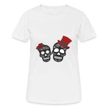 joli motif crâne tête de mort colorée style - T-shirt respirant Femme - blanc - Devant - AI Model Female 172 dark (172cm)