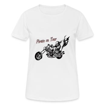 Pirate sur la moto - T-shirt respirant Femme - blanc - Devant - AI Model Female 172 dark (172cm)