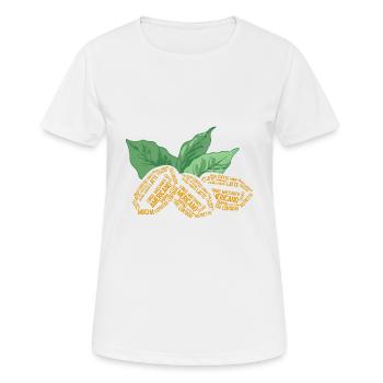 Kaffeebohne und Kaffeepflanze Wortwolke - Frauen T-Shirt atmungsaktiv - Weiß - Vorne - AI Model Female 172 dark (172cm)