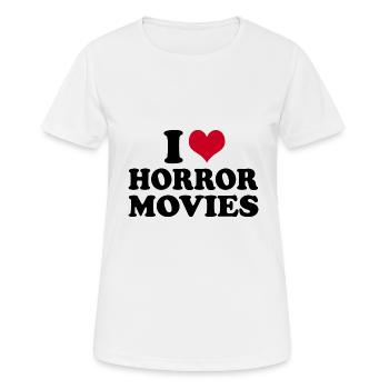 J’aime les films d’horreur Film d’horreur - T-shirt respirant Femme - blanc - Devant - AI Model Female 172 dark (172cm)