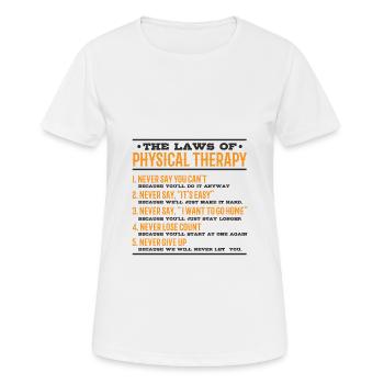 Physiothérapie Physiothérapie Profession de physiothérapeute - T-shirt respirant Femme - blanc - Devant - AI Model Female 172 dark (172cm)