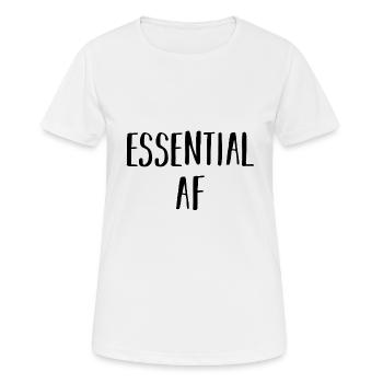 Essential AF Funny Essential Employee Humor - Women's Breathable T-Shirt - white - Front - AI Model Female 172 dark (172cm)