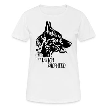 Aimé par un chien de berger hollandais Dicton - T-shirt respirant Femme - blanc - Devant - AI Model Female 172 dark (172cm)