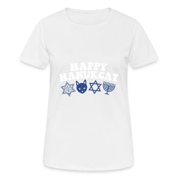 Happy Hanukkah Hanukcat Jewish Costume Menorah - Women's Breathable T-Shirt - white - Front - AI Model Female 172 dark (172cm)