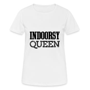 Indoorsy Queen Home Office Remote Work - Women's Breathable T-Shirt - white - Front - AI Model Female 172 dark (172cm)