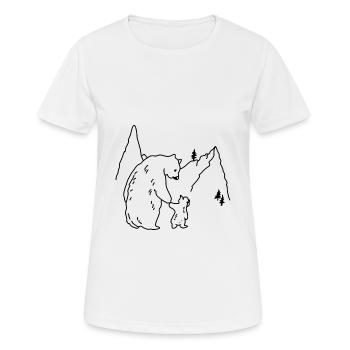 Ours famille enfant montagnes - T-shirt respirant Femme - blanc - Devant - AI Model Female 172 dark (172cm)