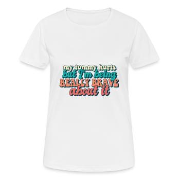 Survivant de maux de ventre Mon ventre fait mal Nourriture drôle - T-shirt respirant Femme - blanc - Devant - AI Model Female 172 dark (172cm)