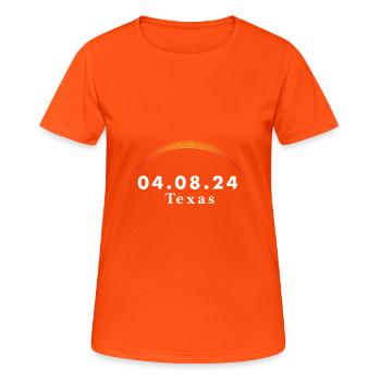 Total Solar Eclipse Path of Totality Texas April - Frauen T-Shirt atmungsaktiv - Neonorange - Vorne - AI Model Female 172 dark (172cm)