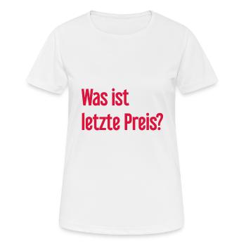 Quel est le dernier prix ? - T-shirt respirant Femme - blanc - Devant - AI Model Female 172 dark (172cm)