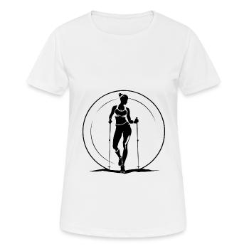 Nordic Walking Silhouette - Frauen T-Shirt atmungsaktiv - Weiß - Vorne - AI Model Female 172 dark (172cm)