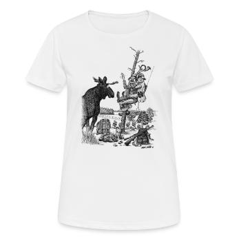 Chasseurs d’orignaux - T-shirt respirant Femme - blanc - Devant - AI Model Female 172 dark (172cm)