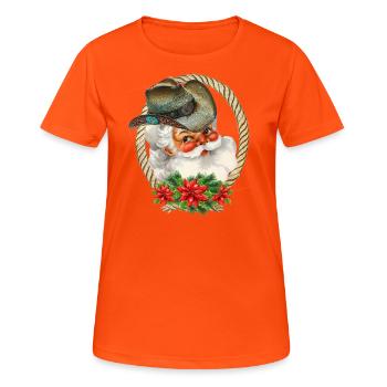 Cowboy Santa - Women's Breathable T-Shirt - neon orange - Front - AI Model Female 172 dark (172cm)