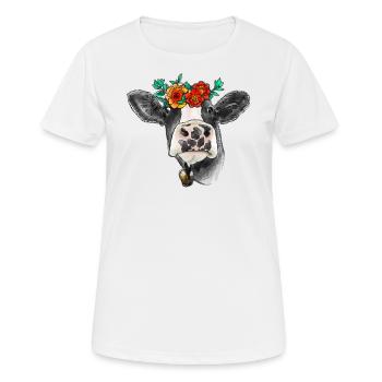 Vache aquarelle - T-shirt respirant Femme - blanc - Devant - AI Model Female 172 dark (172cm)