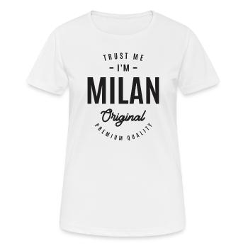 Milan Personalized Name - Women's Breathable T-Shirt - white - Front - AI Model Female 172 dark (172cm)