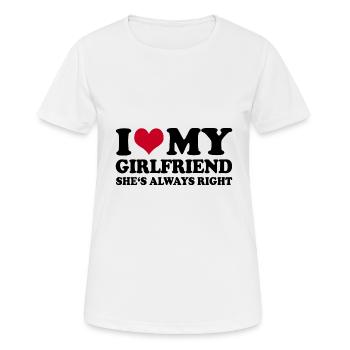 J’aime ma copine Elle a toujours raison - T-shirt respirant Femme - blanc - Devant - AI Model Female 172 dark (172cm)