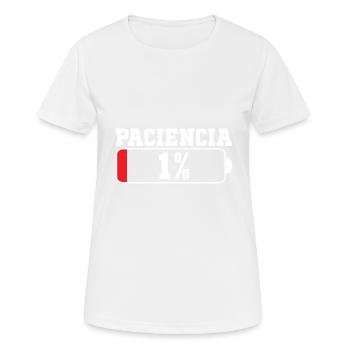 Paciencia" Spanish Quote - Low Battery Icon 1% - Women's Breathable T-Shirt - white - Front - AI Model Female 172 dark (172cm)