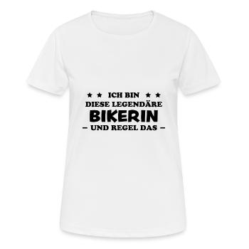 Bikerin Lustiger Spruch Bike Fun Sprüche Geschenk - Frauen T-Shirt atmungsaktiv - Weiß - Vorne - AI Model Female 172 dark (172cm)