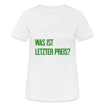 Quel est le dernier prix ? - T-shirt respirant Femme - blanc - Devant - AI Model Female 172 dark (172cm)