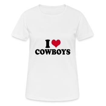 J’aime les cowboys - T-shirt respirant Femme - blanc - Devant - AI Model Female 172 dark (172cm)
