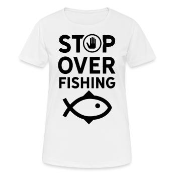 Stoppt Überfischung Meer Ozean Verschmutzung - Frauen T-Shirt atmungsaktiv - Weiß - Vorne - AI Model Female 172 dark (172cm)