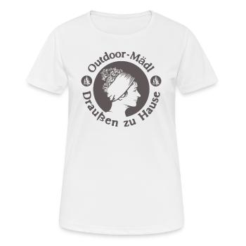 Outdoor sample 1 - Women's Breathable T-Shirt - white - Front - AI Model Female 172 dark (172cm)