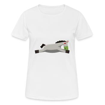 pferd schlapp platt burnout minimalistisch - Frauen T-Shirt atmungsaktiv - Weiß - Vorne - AI Model Female 172 dark (172cm)
