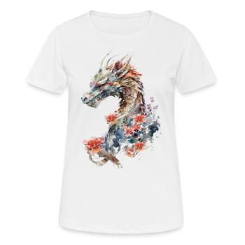 Dragon aquarelle japonais - T-shirt respirant Femme - blanc - Devant - AI Model Female 172 dark (172cm)
