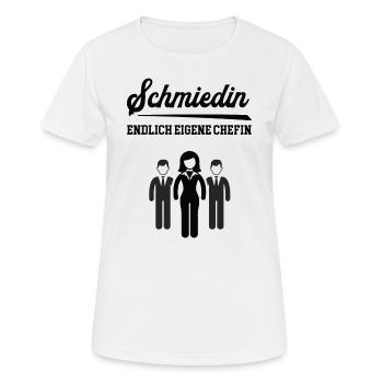 Schmiedin Chefin Firmengründung Selbstständigkeit - Frauen T-Shirt atmungsaktiv - Weiß - Vorne - AI Model Female 172 dark (172cm)