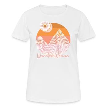 Wander Woman - Minimalistische Berge - Hiking - Frauen T-Shirt atmungsaktiv - Weiß - Vorne - AI Model Female 172 dark (172cm)