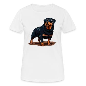 Rottweiler trägt Sonnenbrille - Frauen T-Shirt atmungsaktiv - Weiß - Vorne - AI Model Female 172 dark (172cm)