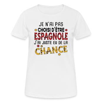 Espagnole Espagne Femme Chance Cadeau Pays Humour - T-shirt respirant Femme - blanc - Devant - AI Model Female 172 dark (172cm)
