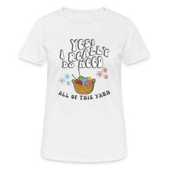 Ein Korb mit Wolle zum Stricken und Häkeln - Frauen T-Shirt atmungsaktiv - Weiß - Vorne - AI Model Female 172 dark (172cm)