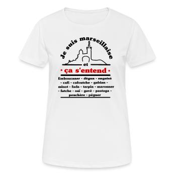 Je suis marseillaise et ça s'entend ! - T-shirt respirant Femme - blanc - Devant - AI Model Female 172 dark (172cm)