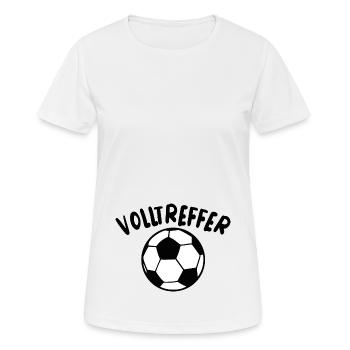 Volltreffer Fußball Schwangerschaft Babybauch Baby - Frauen T-Shirt atmungsaktiv - Weiß - Vorne - AI Model Female 172 dark (172cm)