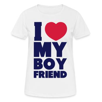I LOVE MY BOYFRIEND - Frauen T-Shirt atmungsaktiv - Weiß - Vorne - AI Model Female 172 dark (172cm)