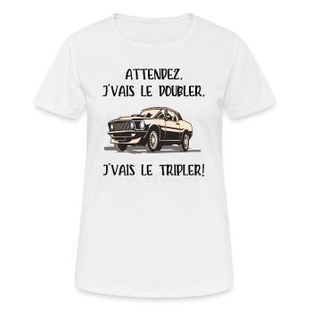je vais le tripler - T-shirt respirant Femme - blanc - Devant - AI Model Female 172 dark (172cm)