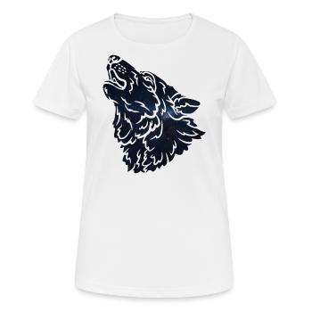 Wolf silhouette Galaxy - Frauen T-Shirt atmungsaktiv - Weiß - Vorne - AI Model Female 172 dark (172cm)