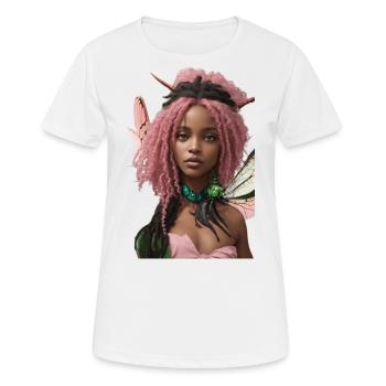 Beauté noire enchanteresse, avec des cheveux bouclés, naturels - T-shirt respirant Femme - blanc - Devant - AI Model Female 172 dark (172cm)