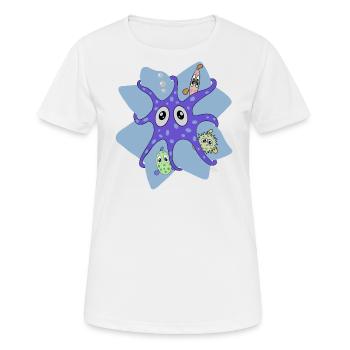 Calamar avec du poisson qui a l’air surpris - T-shirt respirant Femme - blanc - Devant - AI Model Female 172 dark (172cm)