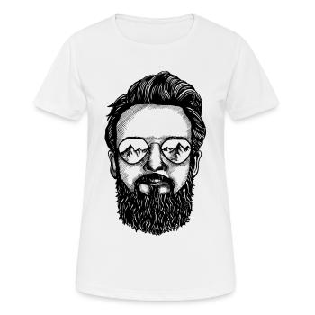- Berge - Bart - Hipster - Sonnenbrille - Frauen T-Shirt atmungsaktiv - Weiß - Vorne - AI Model Female 172 dark (172cm)