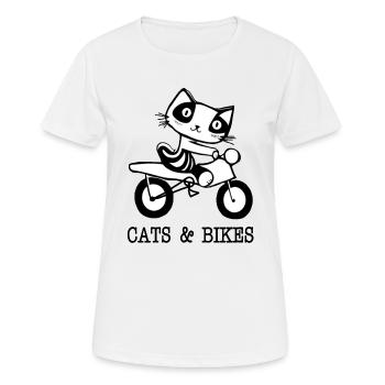 Katzen und Fahrräder - Frauen T-Shirt atmungsaktiv - Weiß - Vorne - AI Model Female 172 dark (172cm)