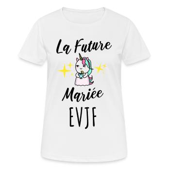 La future mariée licorne cadeau evjf - T-shirt respirant Femme - blanc - Devant - AI Model Female 172 dark (172cm)