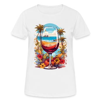 Strand Weinglas - Frauen T-Shirt atmungsaktiv - Weiß - Vorne - AI Model Female 172 dark (172cm)