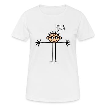 Kinderbild Strichmännchen Gruß Spanisch Hola Hallo - Frauen T-Shirt atmungsaktiv - Weiß - Vorne - AI Model Female 172 dark (172cm)
