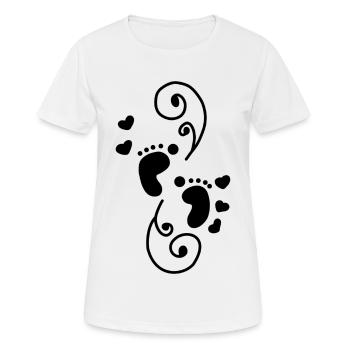 Bébé Pieds Coeurs - T-shirt respirant Femme - blanc - Devant - AI Model Female 172 dark (172cm)