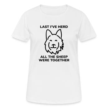 Zuletzt habe ich Herde - Frauen T-Shirt atmungsaktiv - Weiß - Vorne - AI Model Female 172 dark (172cm)