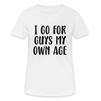J’opte pour des gars de mon âge - T-shirt respirant Femme - blanc - Devant - AI Model Female 172 dark (172cm)