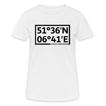 Coordonnées de Voerde (Bas-Rhin) - T-shirt respirant Femme - blanc - Devant - AI Model Female 172 dark (172cm)