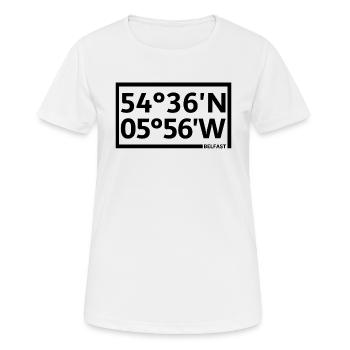 Coordonnées de Belfast - T-shirt respirant Femme - blanc - Devant - AI Model Female 172 dark (172cm)