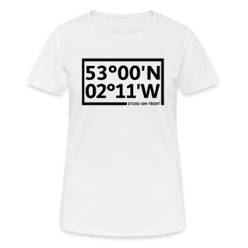 Coordonnées de Stoke-on-Trent - T-shirt respirant Femme - blanc - Devant - AI Model Female 172 dark (172cm)